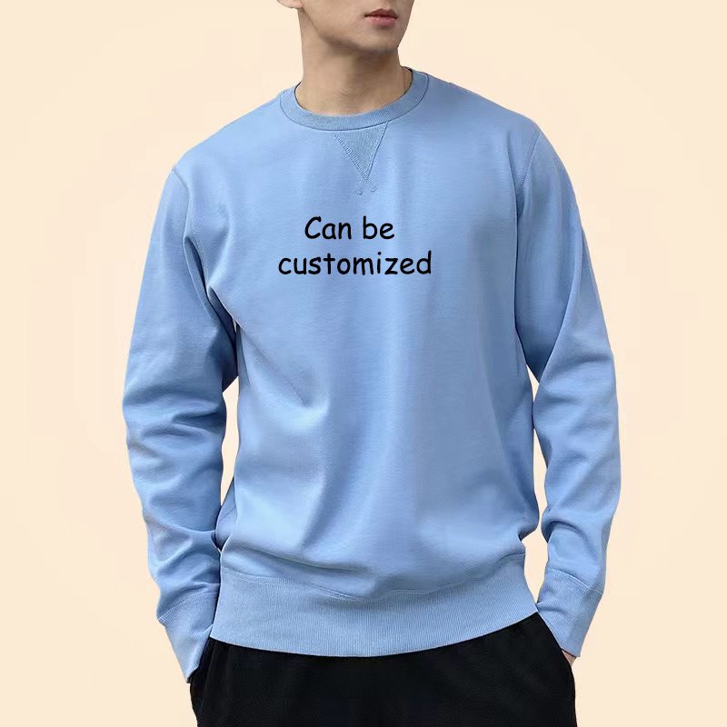 Custom Logo Design 100% Organic Cotton Mens Sweatshirts Casual VIntage Loose Round Neck Men's Hoodies Sweatshirts