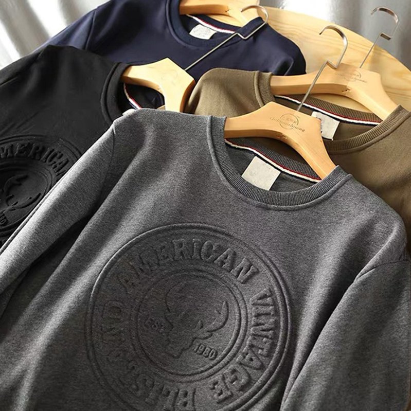 Men's Hoodies & Sweatshirts Wholesale Hoodies OEM Custom Logo 100% Cotton 3D Embossing Training&jogging Wear Sweatshirt For Men