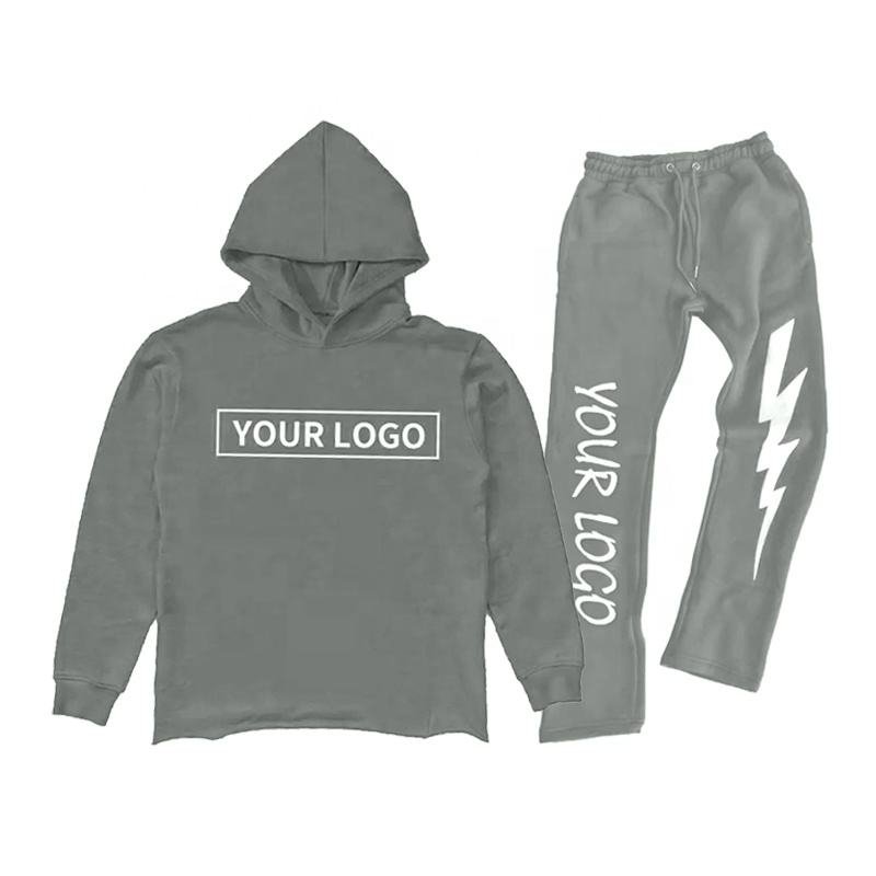 Wholesale Fleece Sports Joggers Suits Custom Logo Men'S Sets Solid Color 3D Puff Print Tracksuits For Men 2 Piece Set