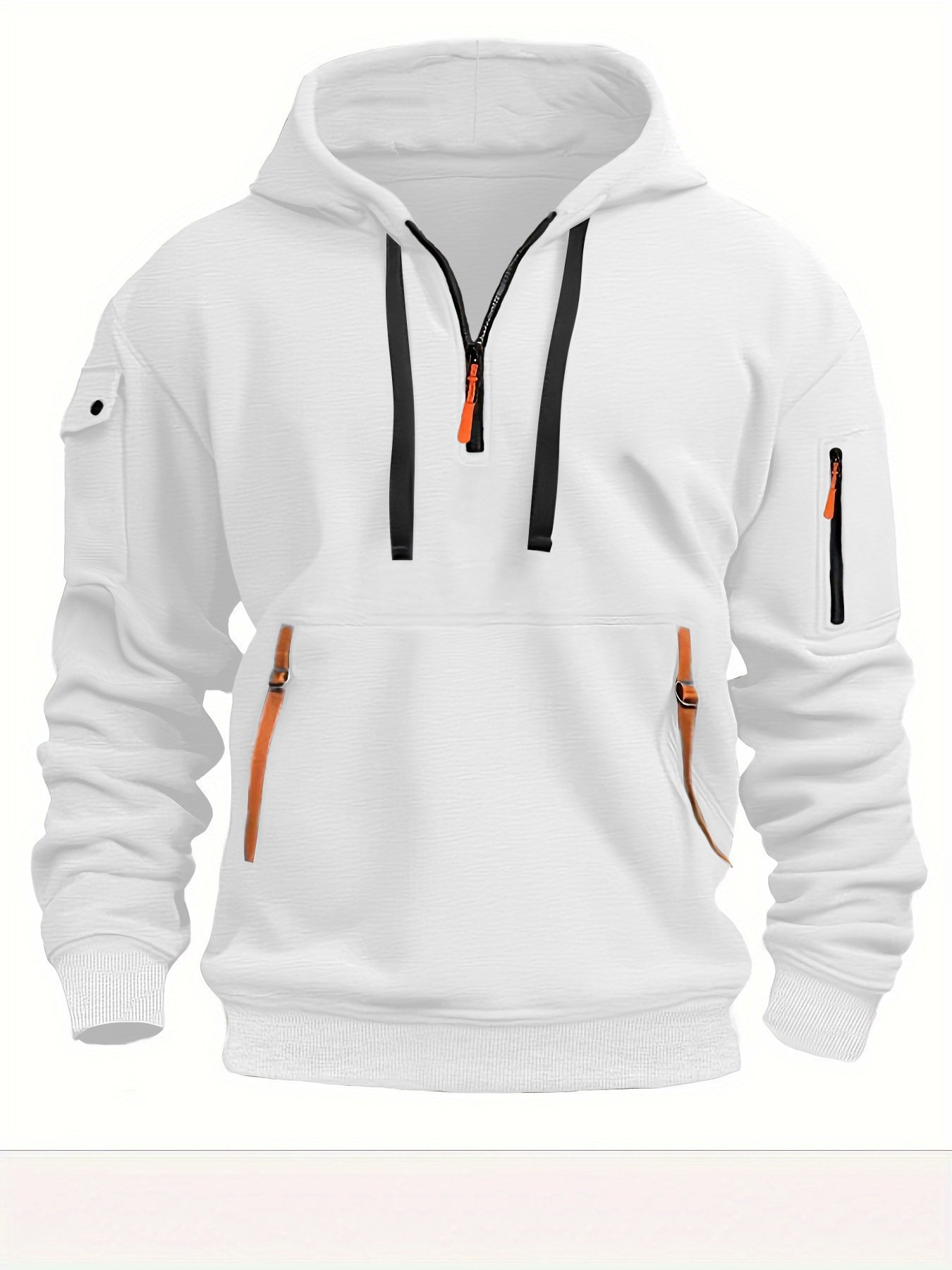 Spring and autumn men's hoodie zipper multi-pocket pullover men's sports casual hoodie