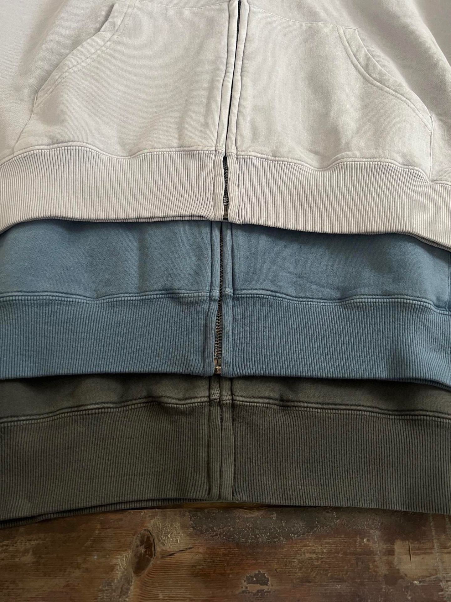 Fashion Custom Logo Men's Oversized Hoodies 100% Cotton Hooded Sweatshirts Solid Color Streetwear Acid Wash Zip Up Hoodies