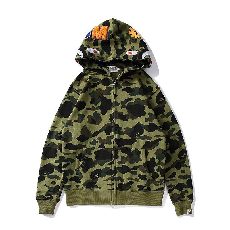 High Quality Shark Camo Hoodie Fashion Casual Teenage Adult Sweater Full Zipper Unisex men's Jacket
