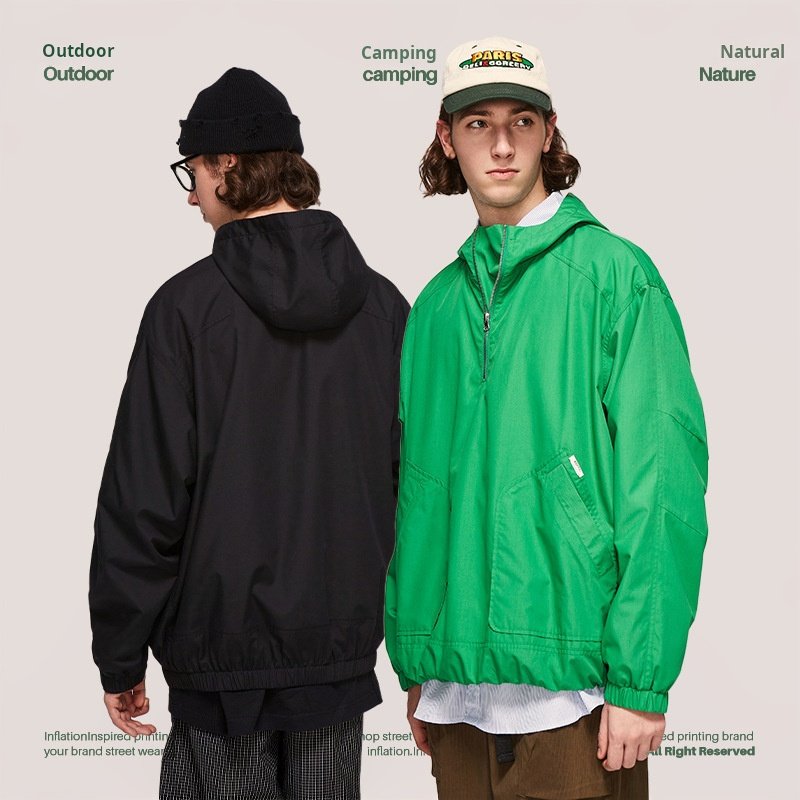 Half zip collar Hooded Turtleneck zip neck Jacket Autumn New Outdoor Lightweight Pullover men's hoodies