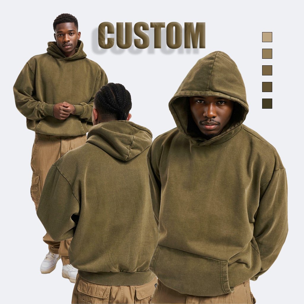 Wholesale men's hoodies 500gsm heavyweight custom boxy puff printing hoodie 100% cotton oversized streetwear hoodies for man