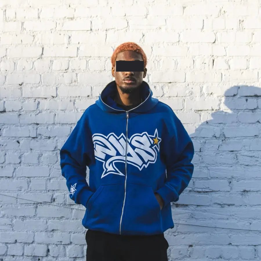 Custom Logo Manufacturer Cotton Heavy Weight Thick Gsm 345g Puff DTG Print Embroidery Jacket Men's Full Zip Up Hoodie