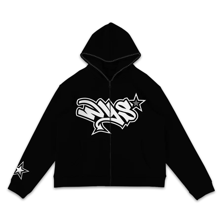 Custom Logo Manufacturer Cotton Heavy Weight Thick Gsm 345g Puff DTG Print Embroidery Jacket Men's Full Zip Up Hoodie