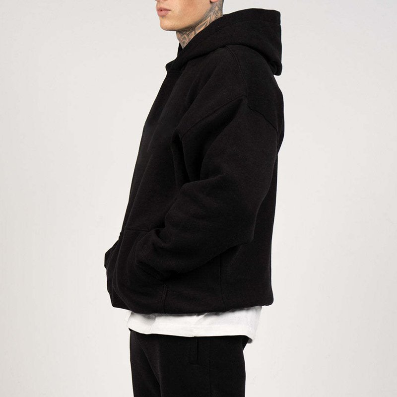 500 Gsm French Terry hoodies Zip Ups 100% Cotton Heavyweight Black Double Zip Hoodie Oversized Custom Boxy Cropped Zip Up Hoodie