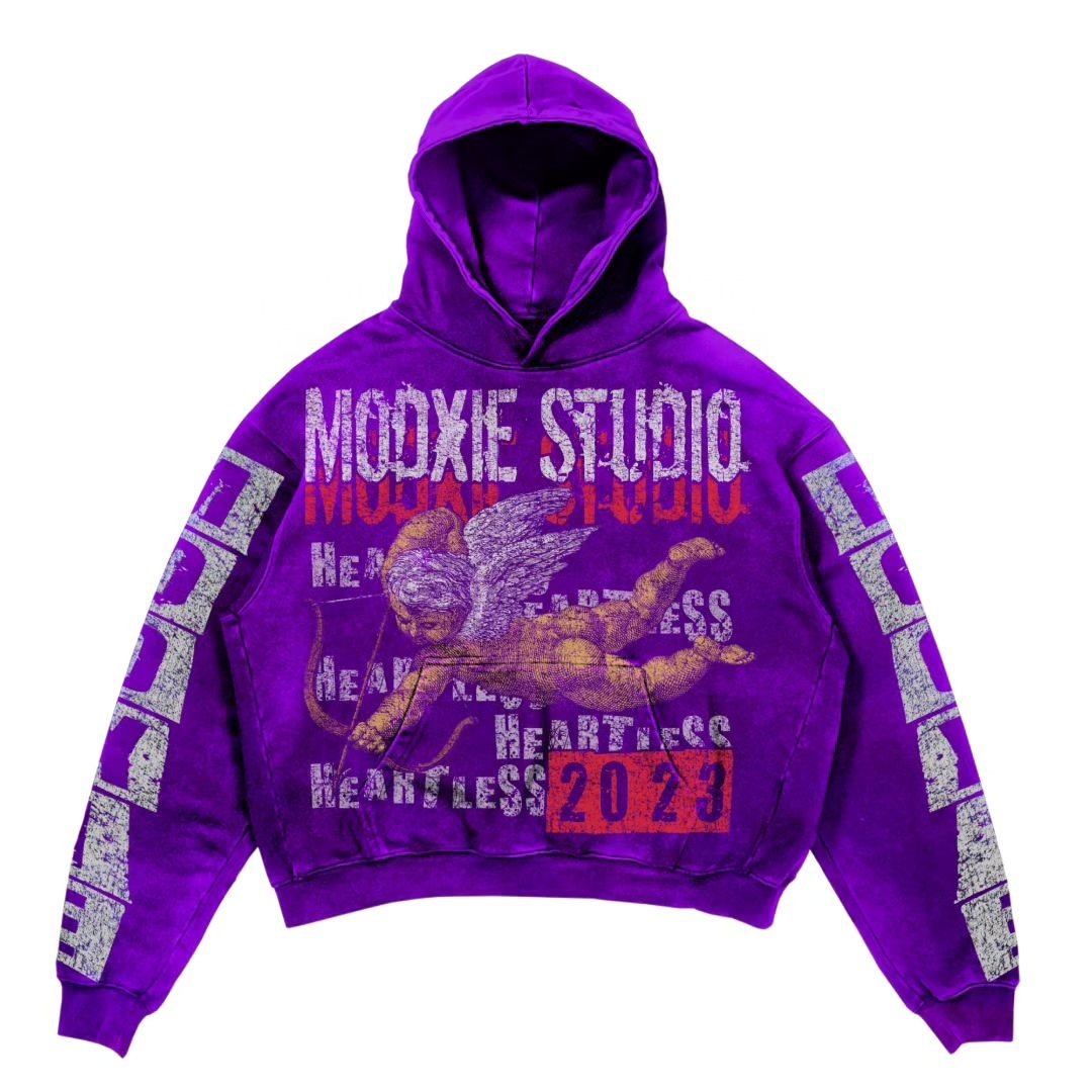 High Quality Customized Logo Digital Print Premium Stonewashed Drop Shoulder Vintage Cotton Plus Size Men'S Hoodie