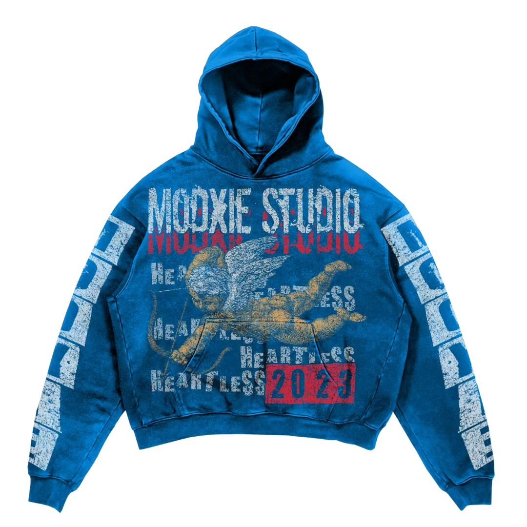 High Quality Customized Logo Digital Print Premium Stonewashed Drop Shoulder Vintage Cotton Plus Size Men'S Hoodie