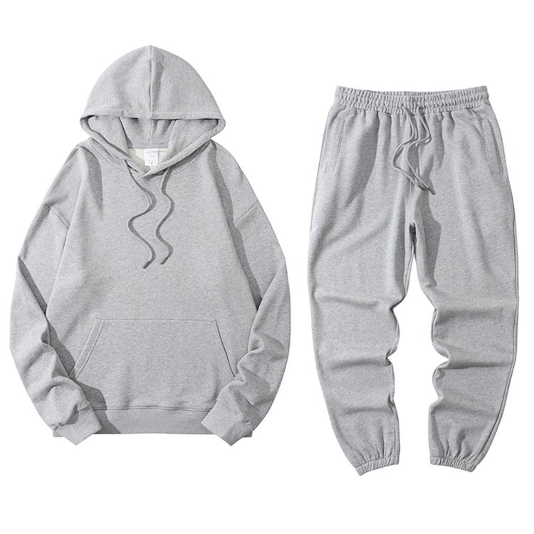 2022 new Custom logo men's large size fashion sports suit two piece set Round neck Pullover men's hoodies
