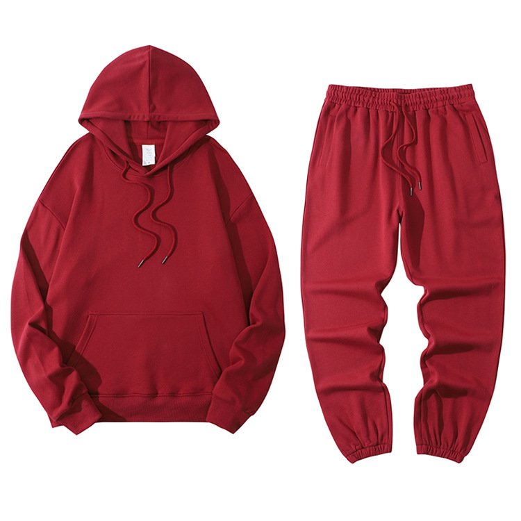 2022 new Custom logo men's large size fashion sports suit two piece set Round neck Pullover men's hoodies