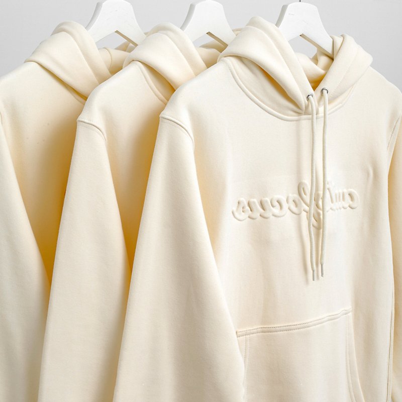 YSJY Wholesale Custom Logo Heavy Weight Embossed Hoodies Cotton Blank Oversized Men's Hoodie