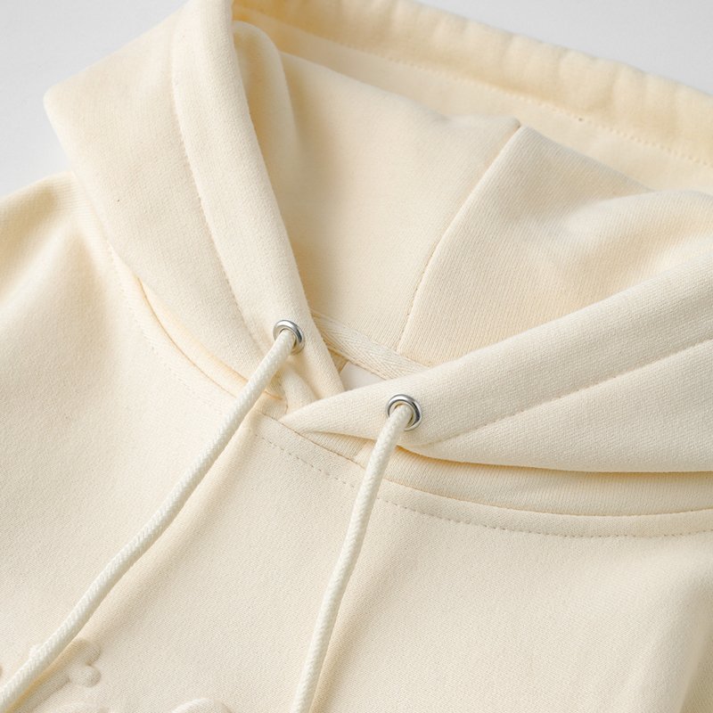 YSJY Wholesale Custom Logo Heavy Weight Embossed Hoodies Cotton Blank Oversized Men's Hoodie