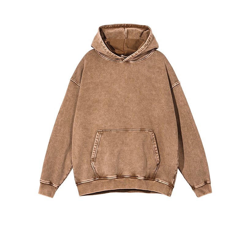 RUICHI Men's Wear Heavyweight 360Gram Retro Wax Dyed Old Hooded Sweater Loose fit Washed street hoodies