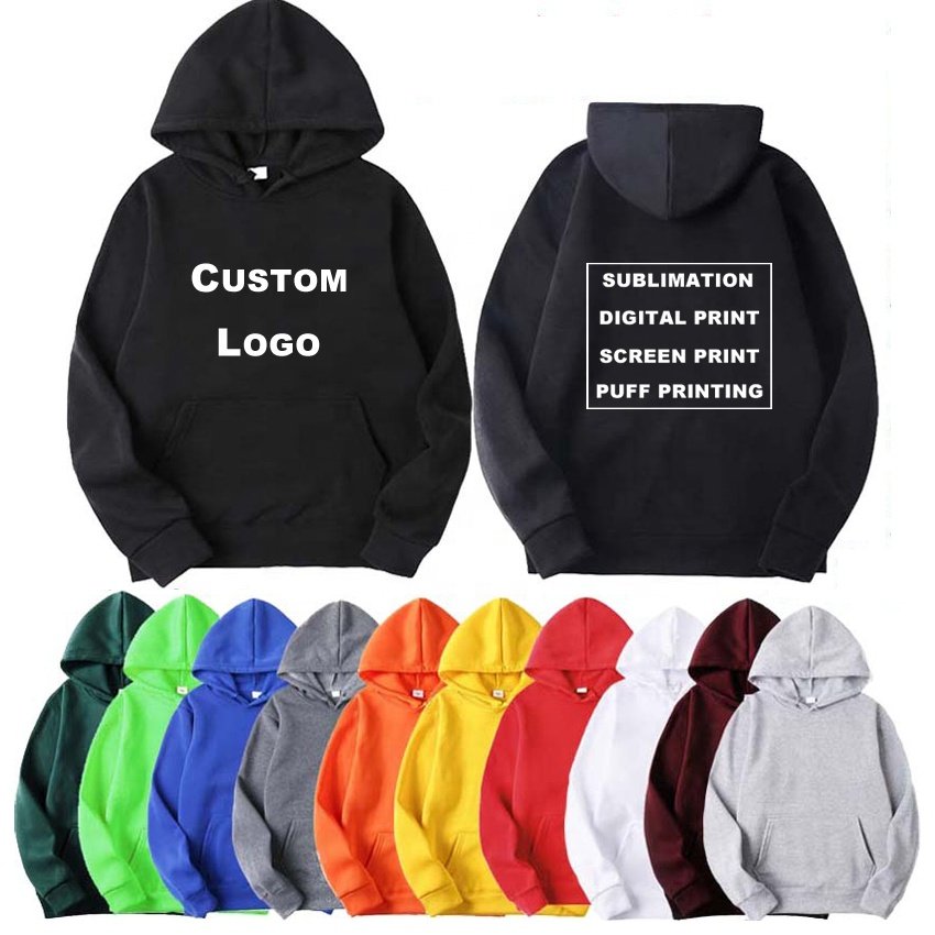 YT Unisex 100% Cotton Custom Logo Blank Oversized Plain Sweatshirts Hooded Pullover Men'S Hoodie