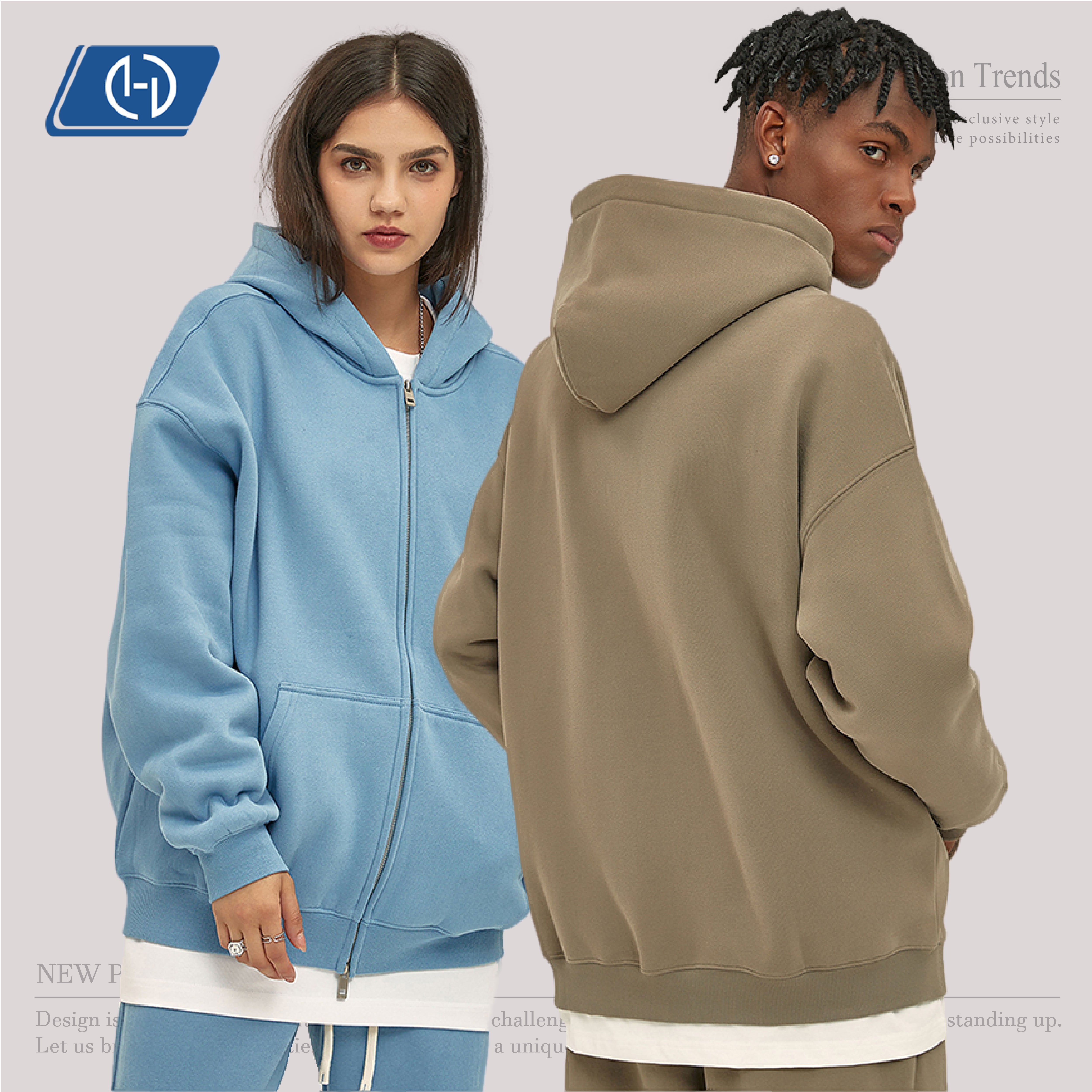 YWGH casual plus size cotton high quality men's hoodies sweatshirts unisex streetwear custom hoodies boxy zip up hoodie