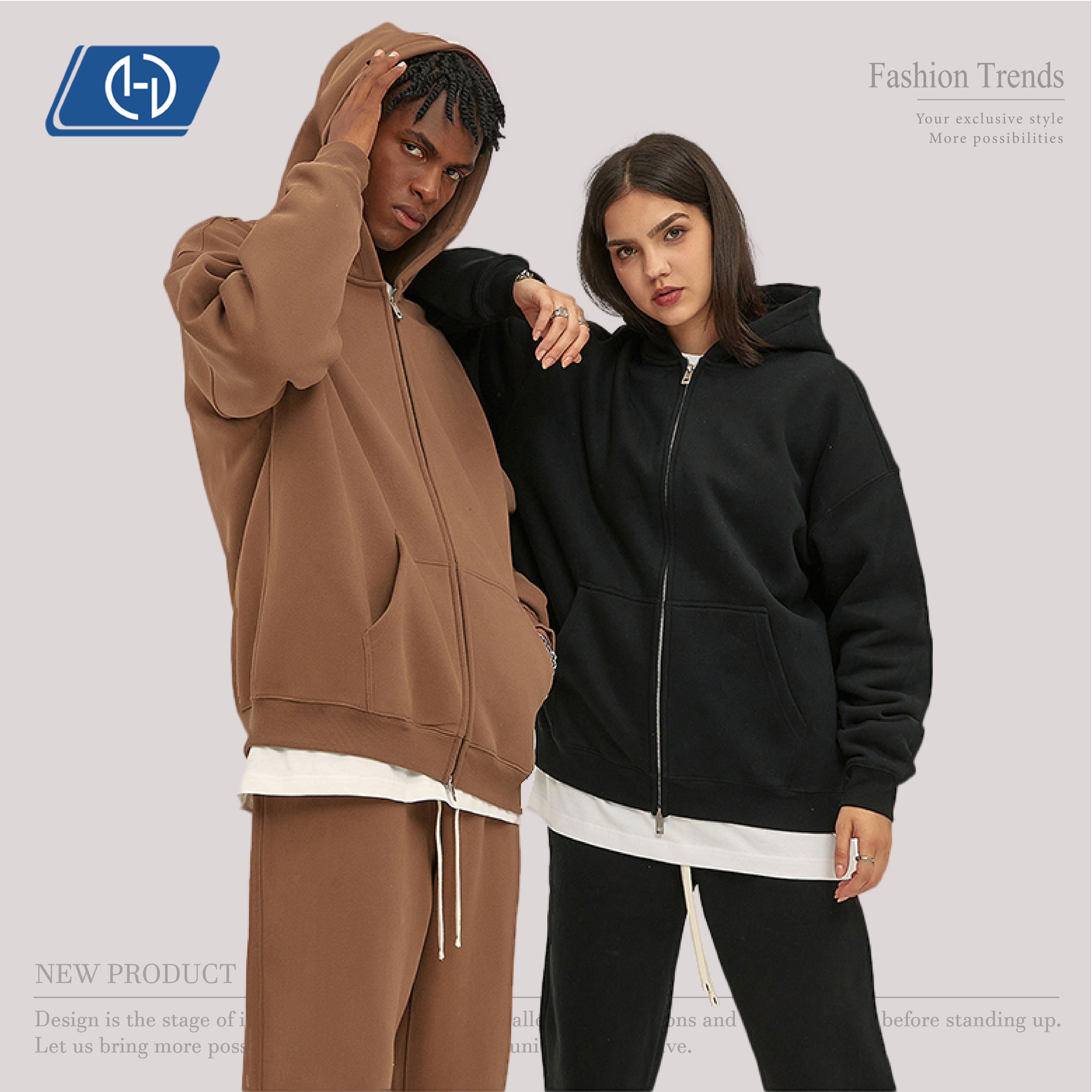 YWGH casual plus size cotton high quality men's hoodies sweatshirts unisex streetwear custom hoodies boxy zip up hoodie