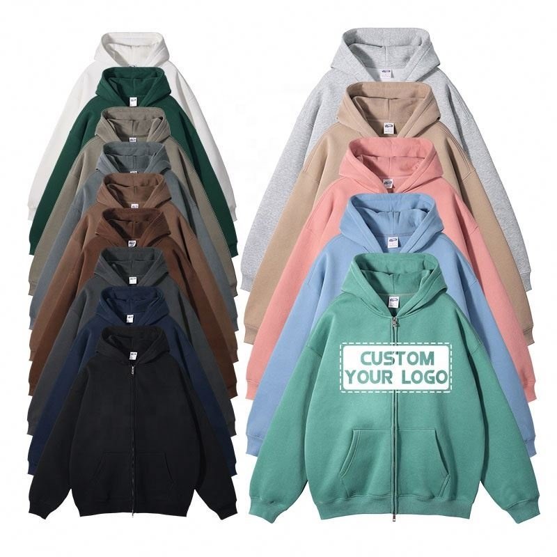 Hot-Selling Custom No Drawstring Zip-Up Hoodies Blank Plain Oversized Fleece Zip Up Fit Boxy Hoodie High Quality Men's Hoodies