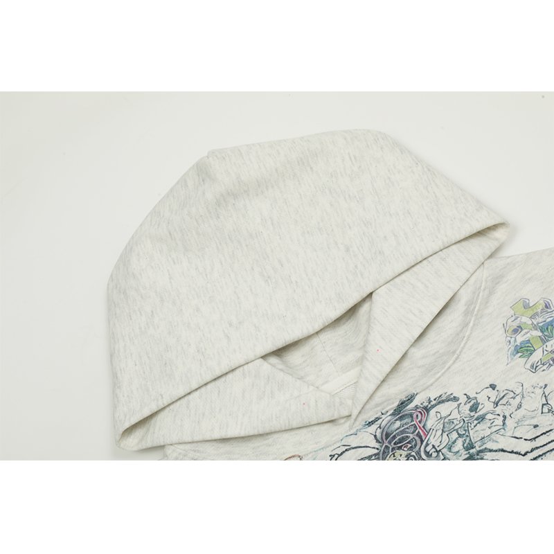 Wholesale High Quality Heavyweight Custom LOGO Full Print Cotton Oversized Streetwear Vintage Washed Men's Hoodies&Sweatshirts