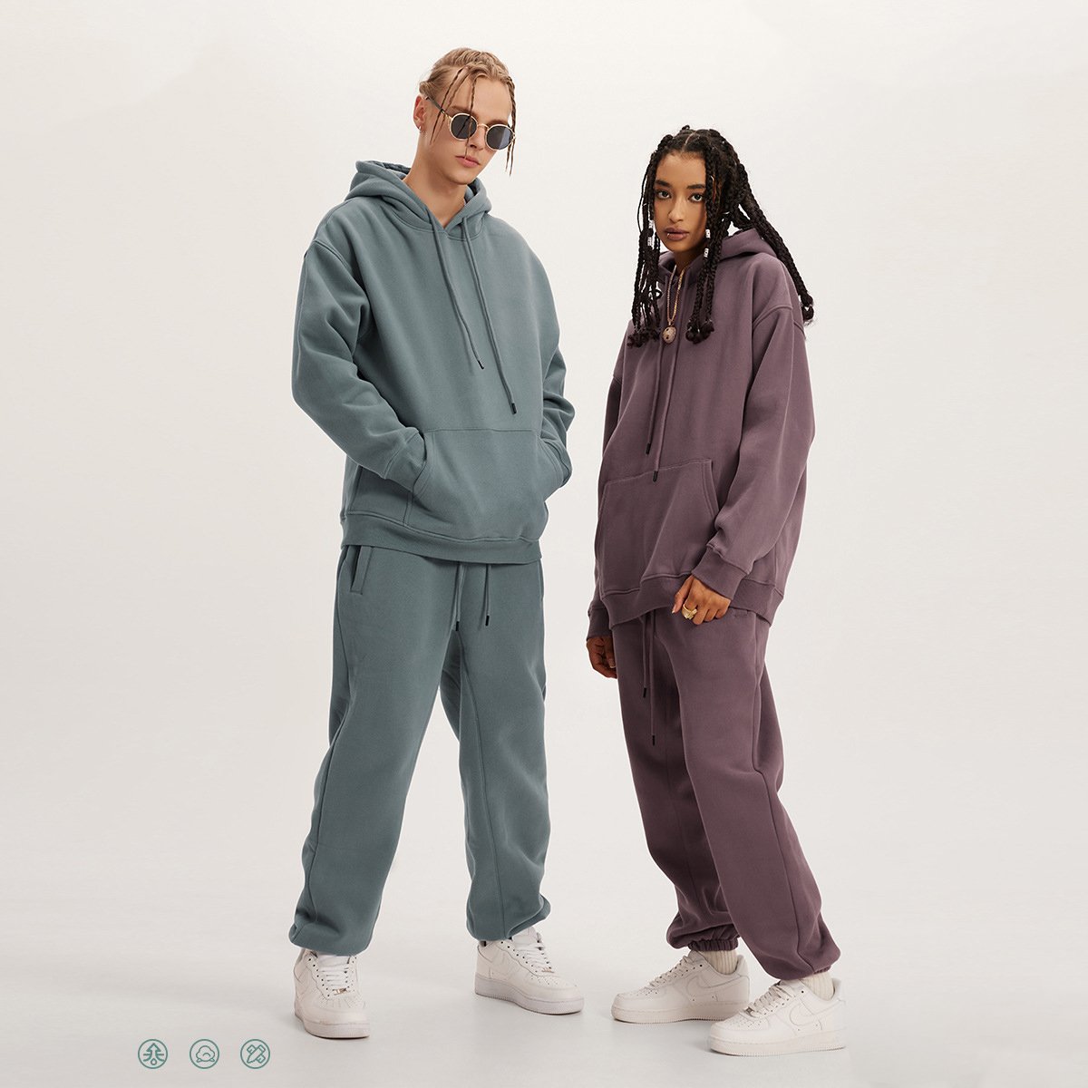 Hot Sale Custom Quality Hoody Outdoor Sport 350 Gsm Hoodies Set Unisex Blank Loose Tracksuit Set