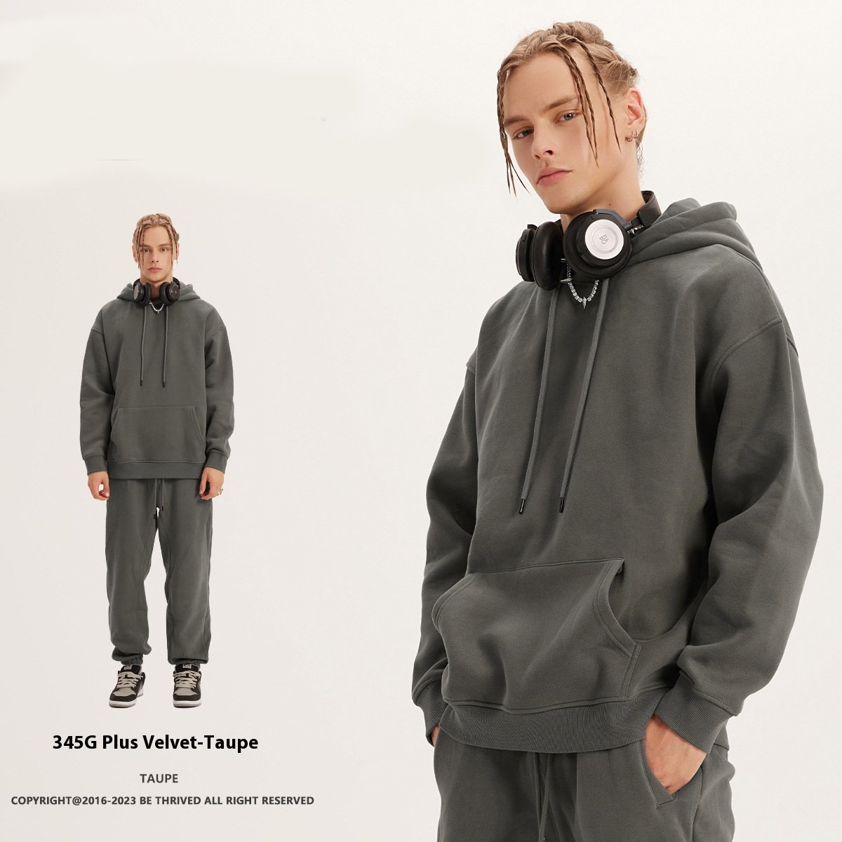Hot Sale Custom Quality Hoody Outdoor Sport 350 Gsm Hoodies Set Unisex Blank Loose Tracksuit Set