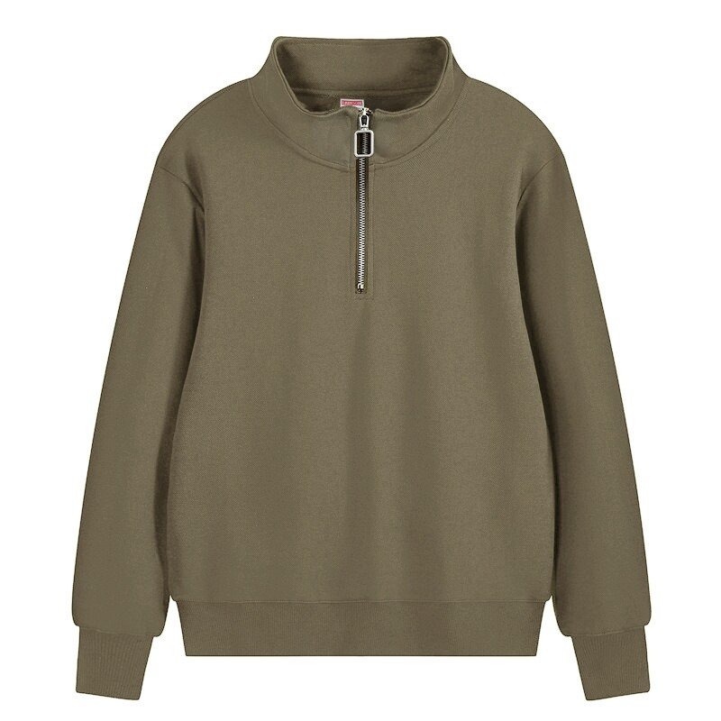 Mens Cotton Quater Zip Pullover 1/4 Zipper Plain Fleece 400Gsm Heavyweight Custom Blank Quarter Zip Sweatshirts