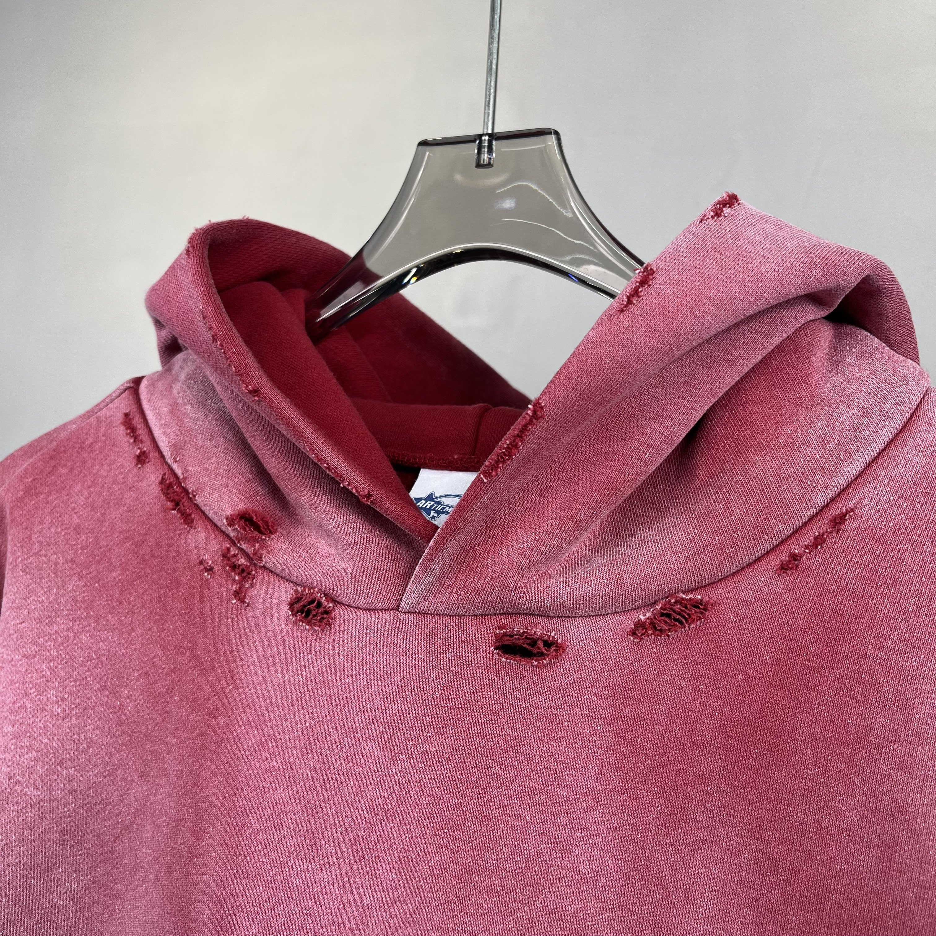 Distressed men's 100% cotton Heavyweight streetwear oversized hoodie acid washed blank drop shoulder crop hoodie