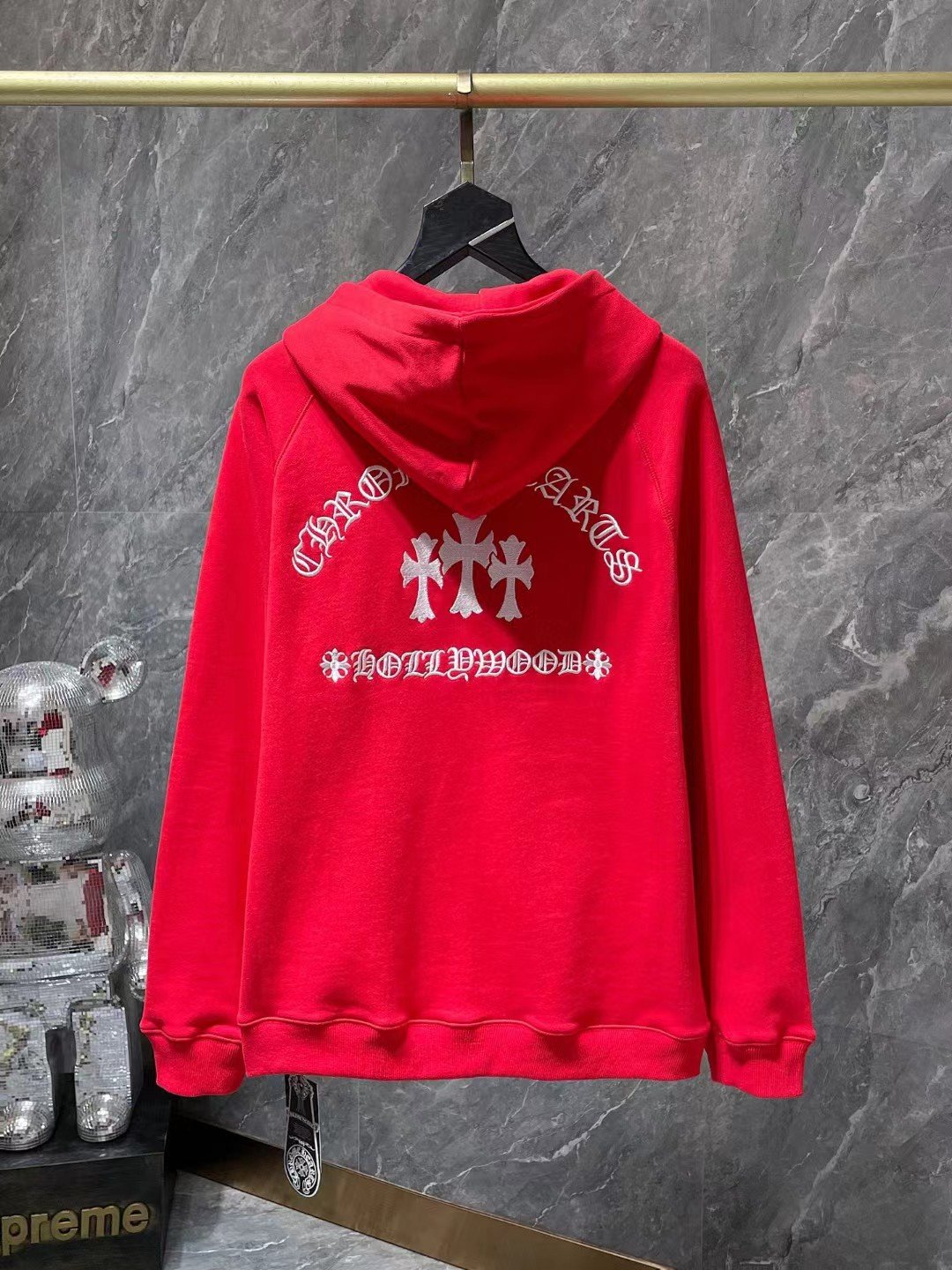 Wholesale Hearts Chrome Back Sanskrit Embroidery Hooded Jacket hip-hop label Men's Hoodies