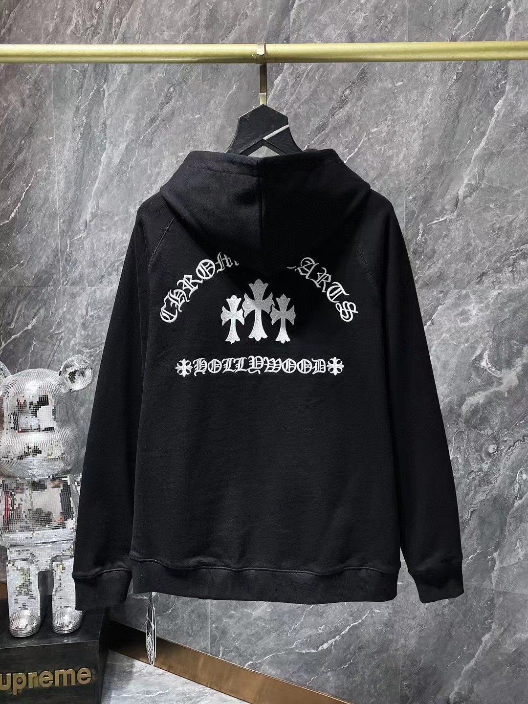 Wholesale Hearts Chrome Back Sanskrit Embroidery Hooded Jacket hip-hop label Men's Hoodies
