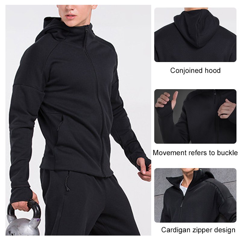 Super Recommend Man Track Hoodies Comfortable Cotton Spandex Cool Men Gym Zip Coat