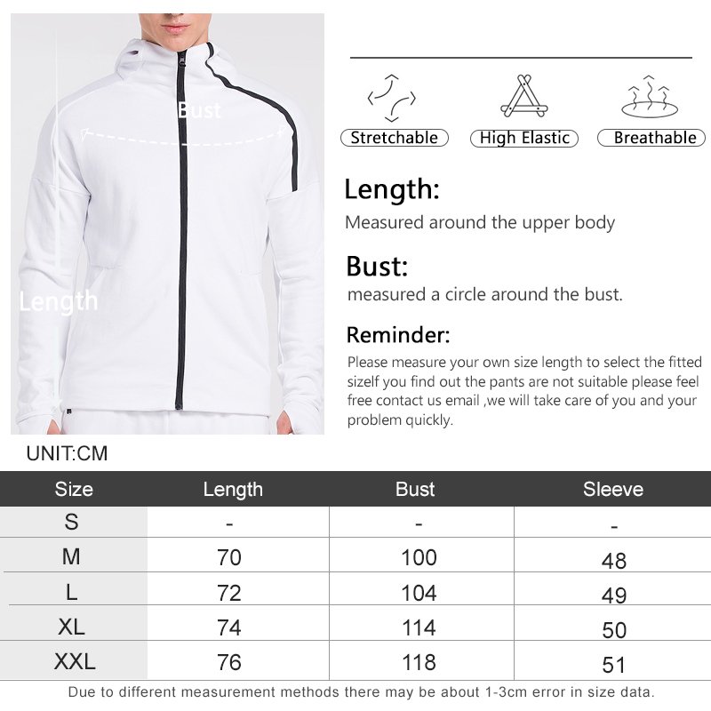 Super Recommend Man Track Hoodies Comfortable Cotton Spandex Cool Men Gym Zip Coat