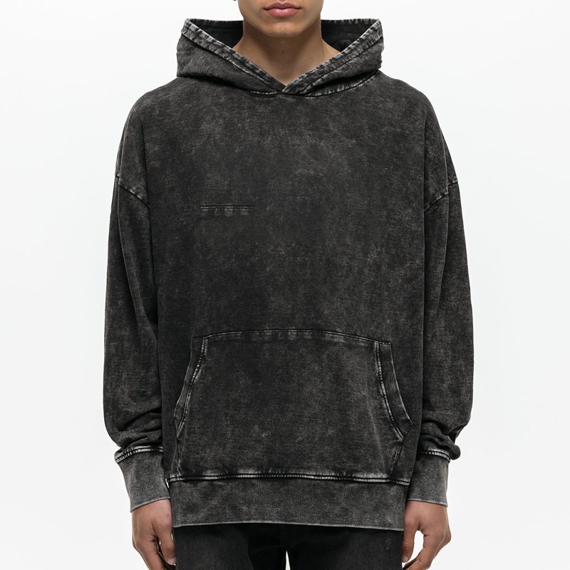 fashion unisex cotton oversize blank vintage distressed custom logo sweatshirt casual acid wash pullover hoodies for men
