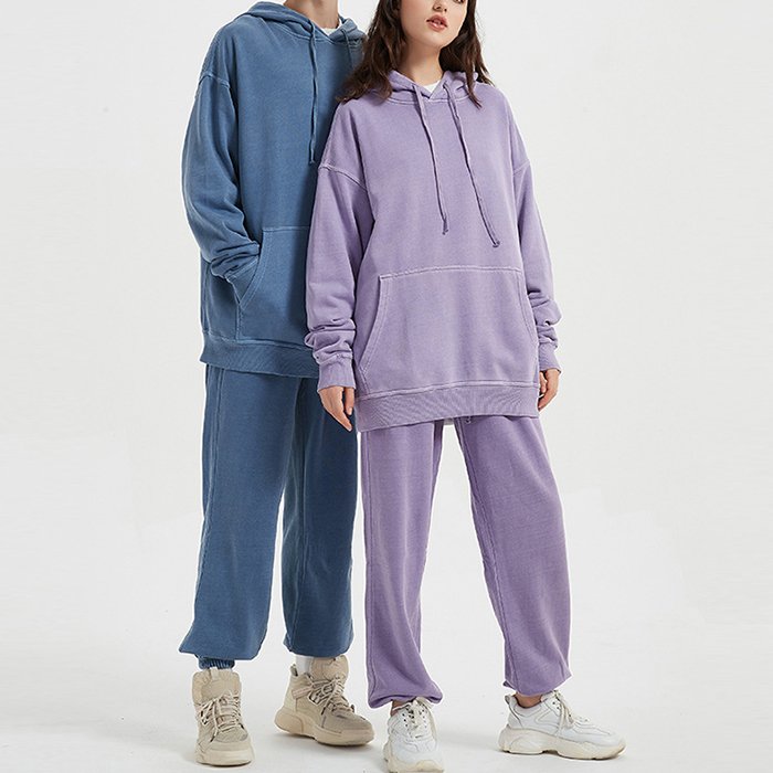 Decheng Oem Custom Sudaderas Pareja Heavy Weight Couples Hoodies Streetwear Sweatshirt High Quality Hoodie And Jogging Pants Set
