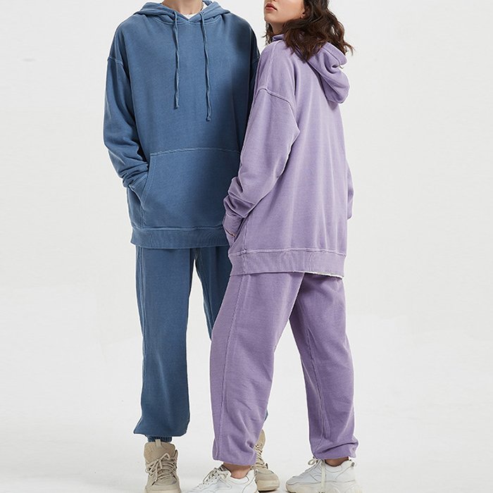Decheng Oem Custom Sudaderas Pareja Heavy Weight Couples Hoodies Streetwear Sweatshirt High Quality Hoodie And Jogging Pants Set