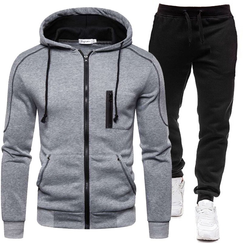 Men Sportswear Suit Casual Suit Sports Sweatshirt Zipper Hoodies Two-piece Over Size Sportswear Sweatsuit 2023 Spring and Autumn