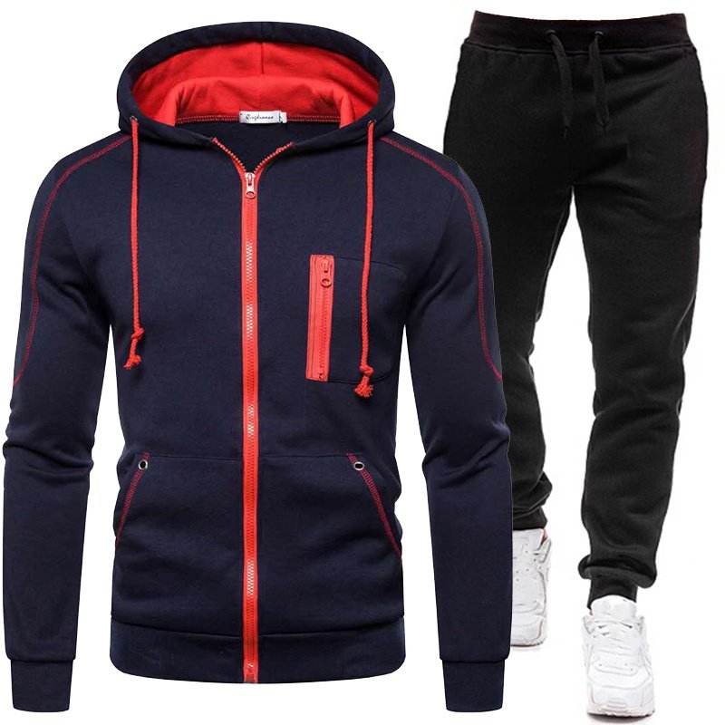 Men Sportswear Suit Casual Suit Sports Sweatshirt Zipper Hoodies Two-piece Over Size Sportswear Sweatsuit 2023 Spring and Autumn