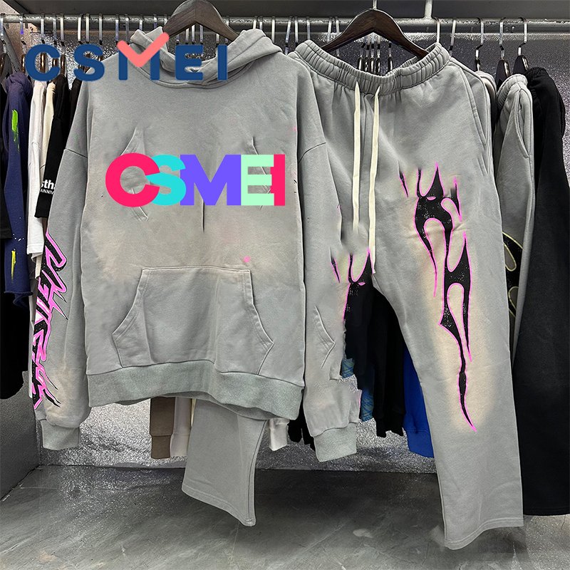 100% Cotton Heavyweight High Star Jacket Hoodies Men's Tracksuits Sweatshirt Custom Puff Print Streetwear Men's Hoodie