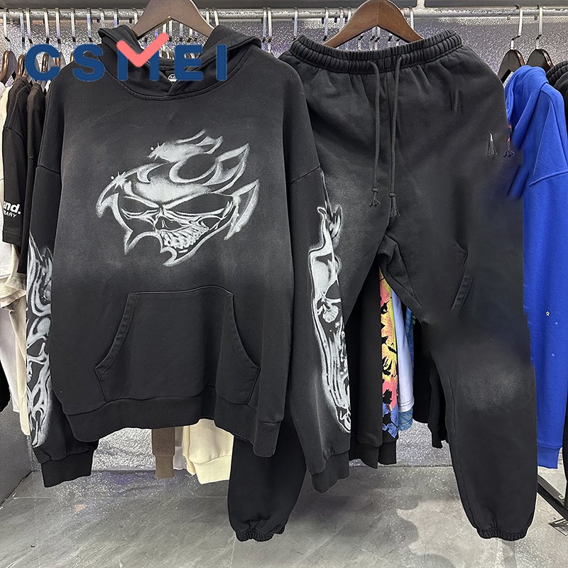 100% Cotton Heavyweight High Star Jacket Hoodies Men's Tracksuits Sweatshirt Custom Puff Print Streetwear Men's Hoodie