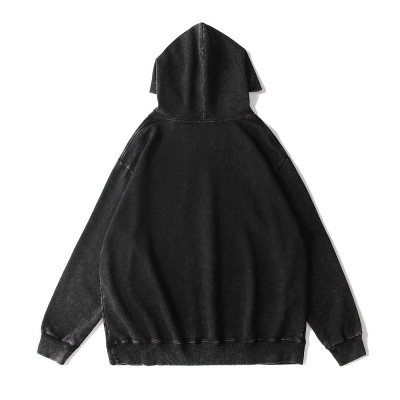 Custom Embroidery Dtg Printing Fashion Acid Washed Men Oversize Hoodie High Quality France Terry Fade Vintage Hoodie Sweater