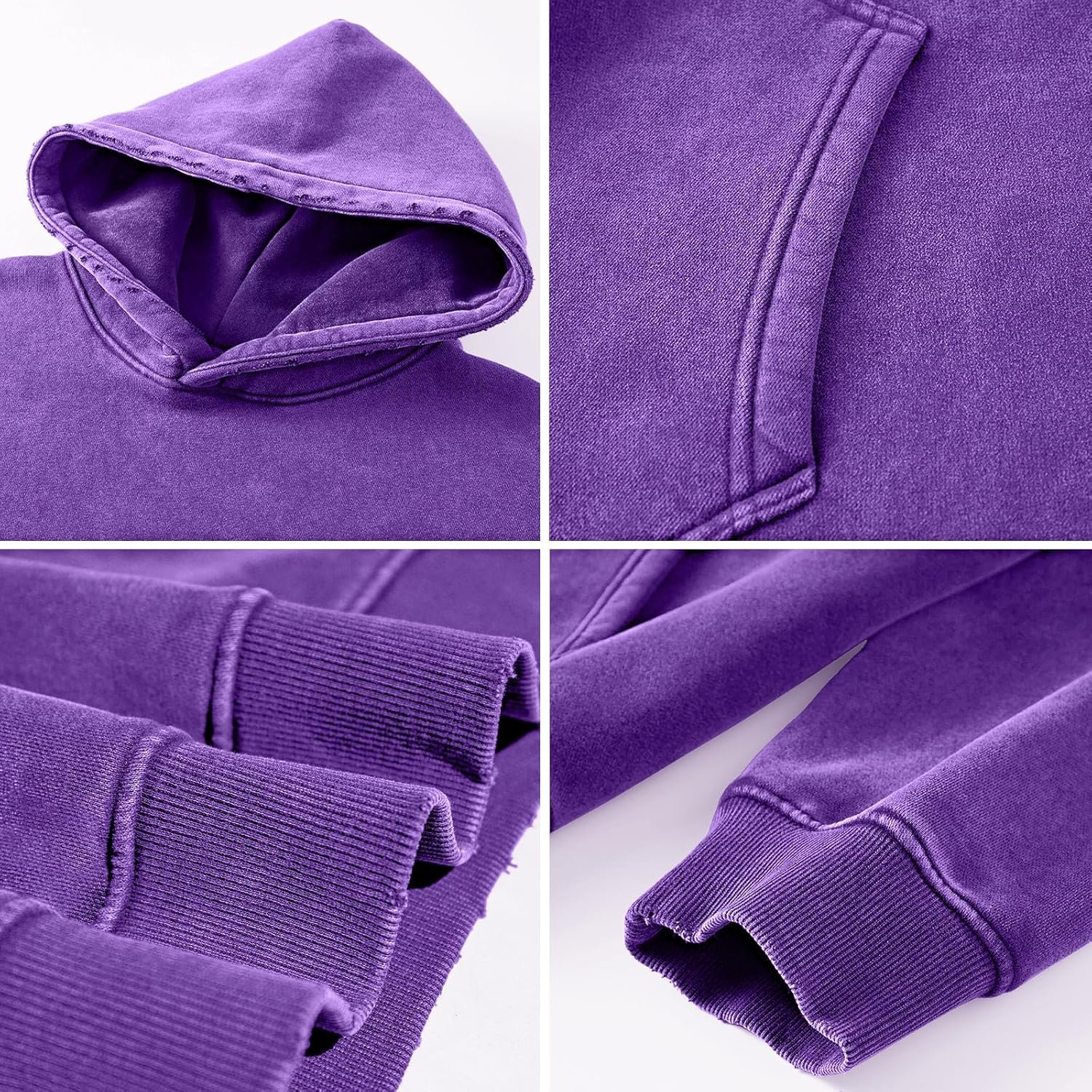 Made In Pakistan 2024 Top Quality Purple Sun Fade Distressed Hoodies Men's Casual Vintage Wash Hoodie 100% Cotton Acid Washed