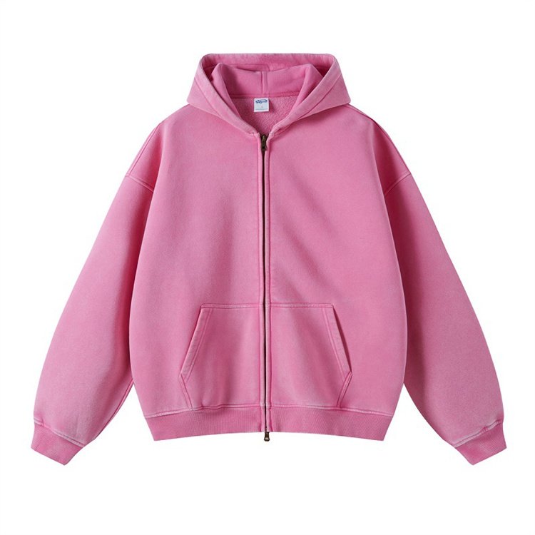 Custom Streetwear Zip Up Puff Print Hoodie Tracksuit Sweatsuit Hoodie Heavy Weight Acid Wash Vintage Plus Size Men's Hoodies