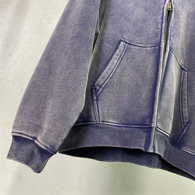 Custom Streetwear Zip Up Puff Print Hoodie Tracksuit Sweatsuit Hoodie Heavy Weight Acid Wash Vintage Plus Size Men's Hoodies