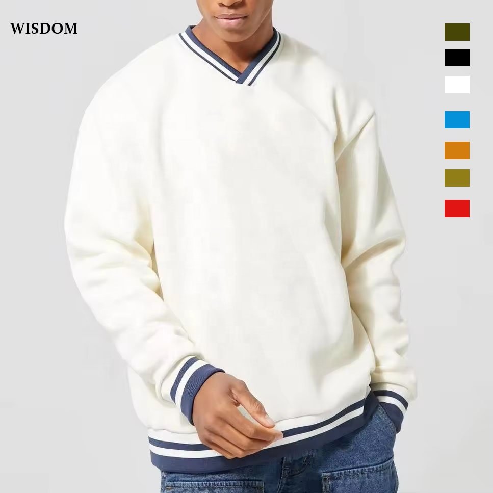 Custom 100%cotton oversize sweatshirt men ribbed crewneck sweatshirt plus size men's hoodies & sweatshirts