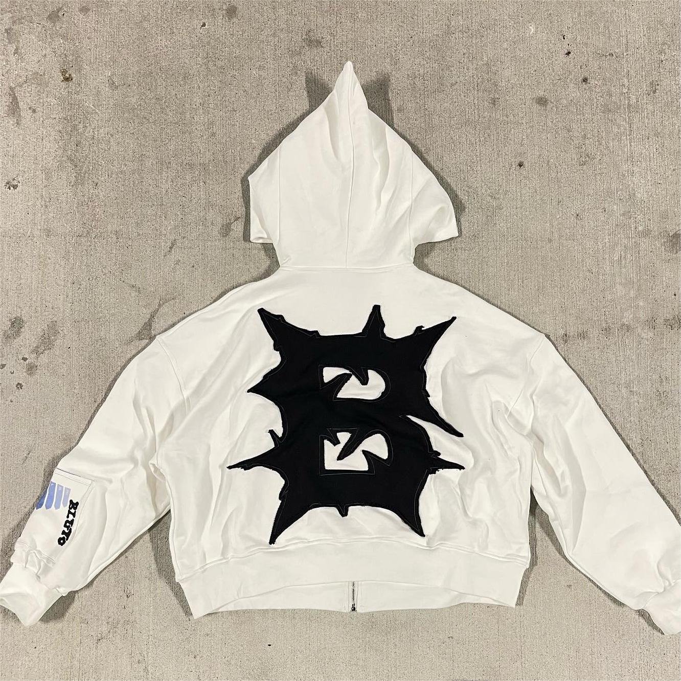 Custom men's hoodies & sweatshirts French Terry 100% Cotton High quality Zip Up Hoodie 3D Embroidery rhinestone hoodie