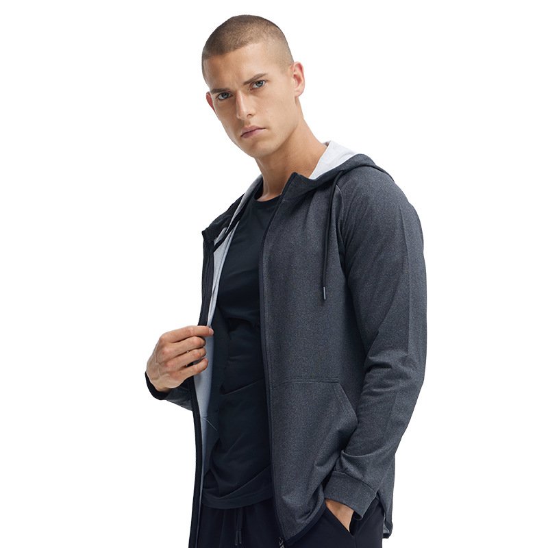 Fitness Outdoor Men's Running Aerobic Exercise Hooded Cardigan Quick-drying Jogging Zipper Hoodies For Men