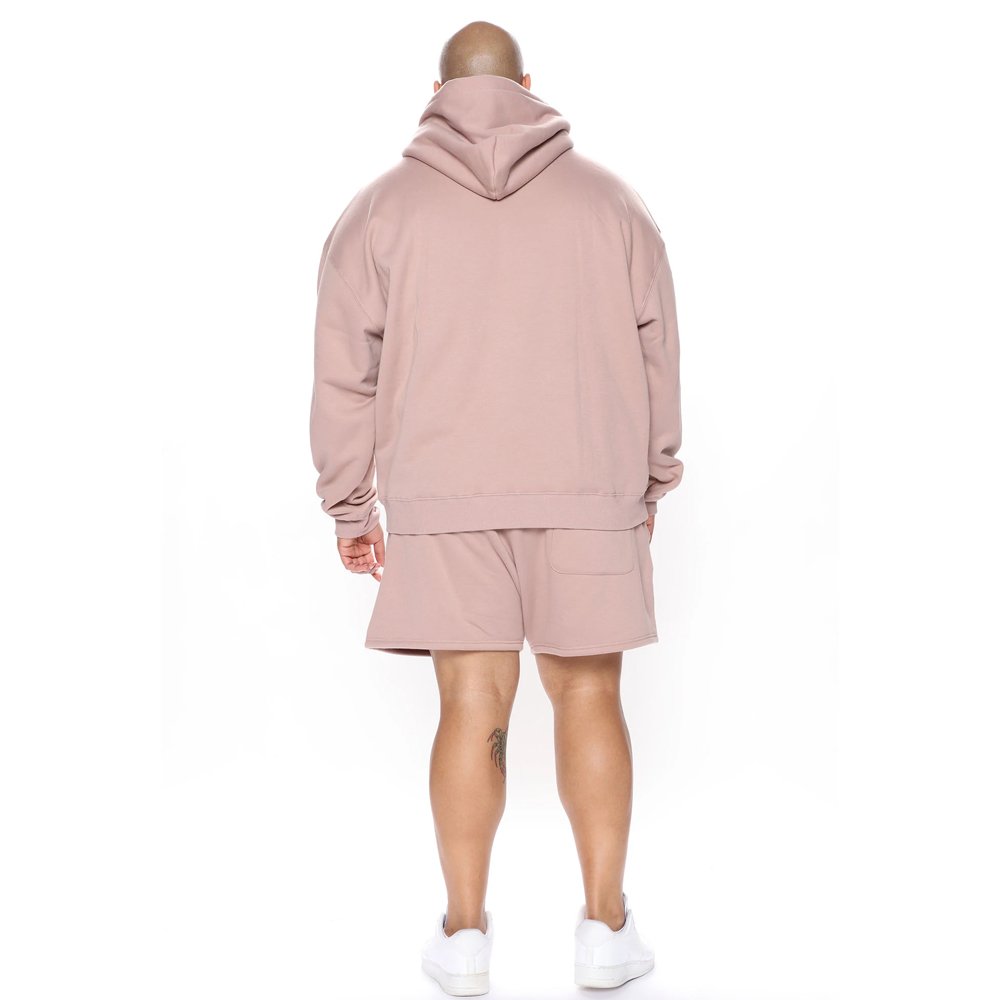 100% Soft Men Thick GSM Poly Cotton Fleece Custom Design Men Oversized Plus Size Hoodie Shorts Set thermal