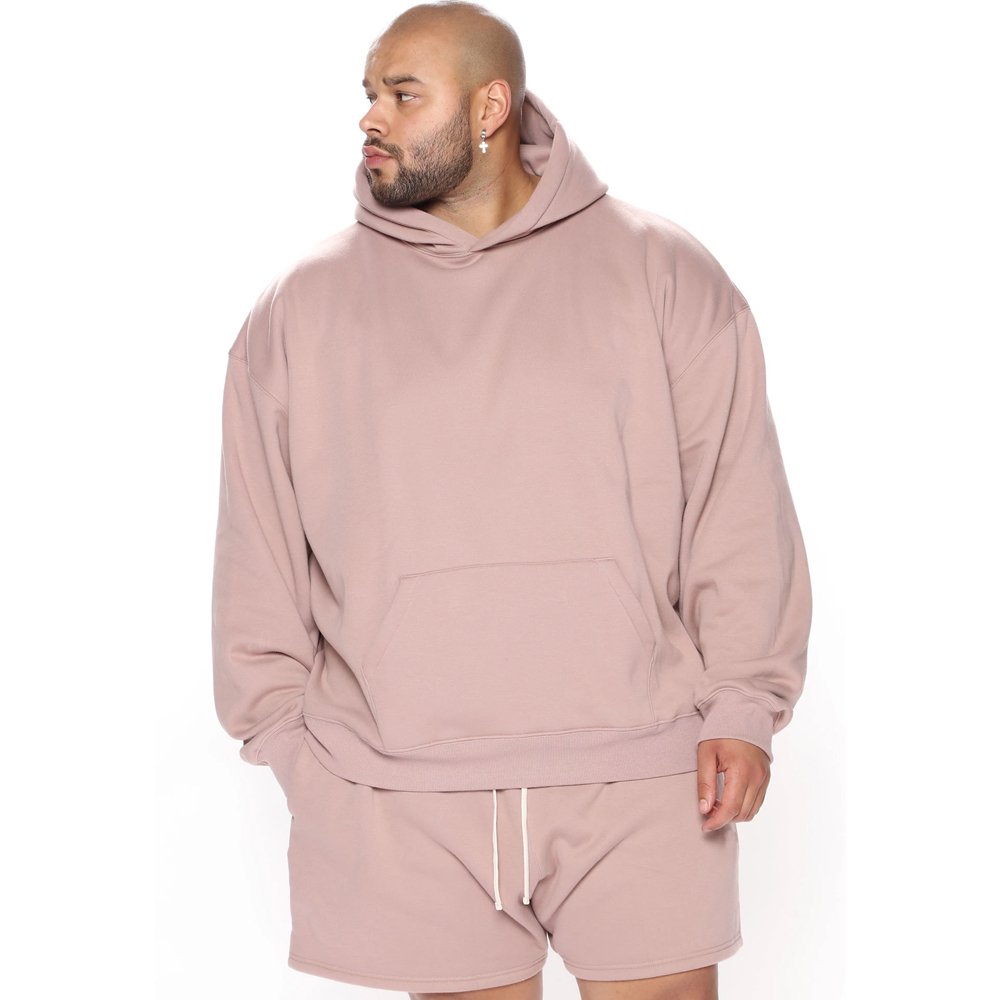 100% Soft Men Thick GSM Poly Cotton Fleece Custom Design Men Oversized Plus Size Hoodie Shorts Set thermal