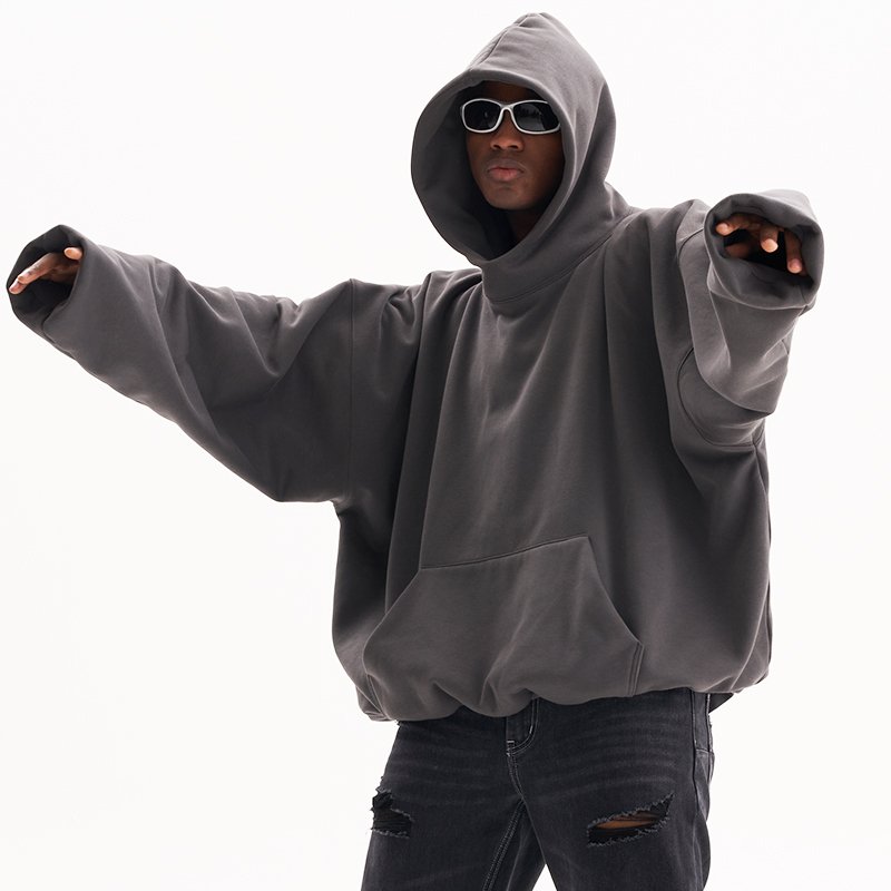 Fashion high collar heavyweight oversized hoodie custom logo men streetwear custom hoodie