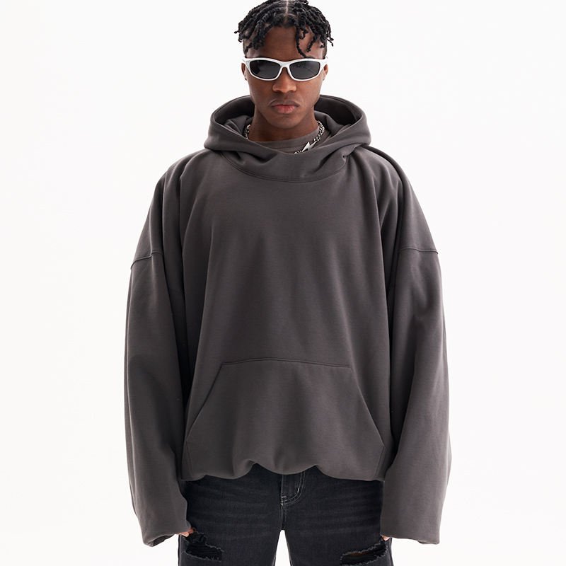 Fashion high collar heavyweight oversized hoodie custom logo men streetwear custom hoodie