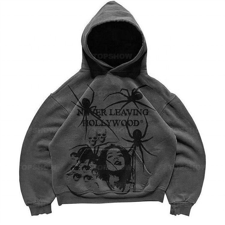 Custom Luxury No Strings Pocket Sweatshirt Terry Screen Print 500 Gsm Heavy Weight Acid Wash Distressed Men Dtg Graphic Hoodie